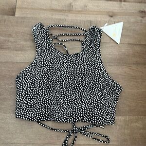 NWT BuffBunny Surfside Bikini Top - Black Bossy Print - M